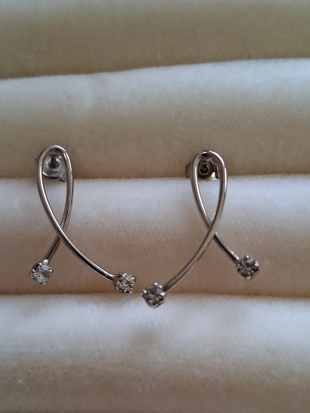 Silver-Tone Crisscross Stud Earrings with Clear Stones